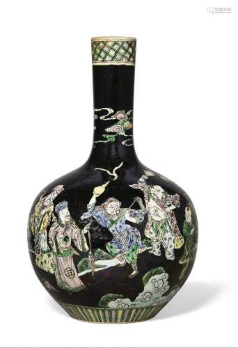 A Chinese porcelain famille noire 'immortals' vase