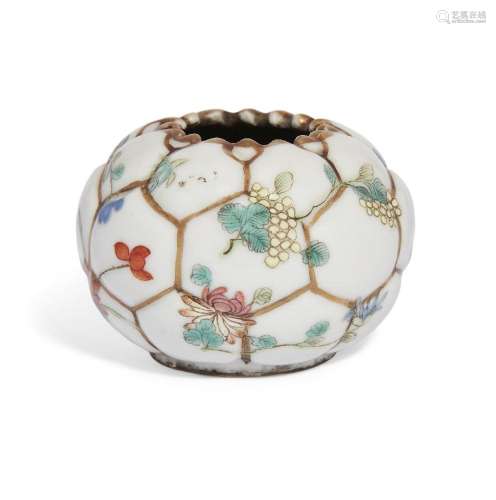 A Chinese porcelain famille rose moulded 'lotus bud' water p...