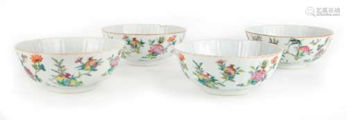 Four Chinese porcelain famille rose bowls