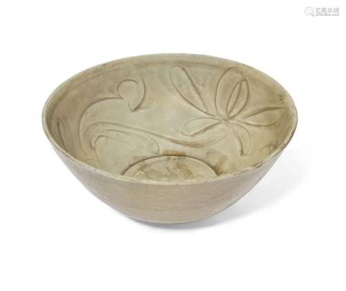 A Chinese stoneware celadon-glazed 'lotus' bowl