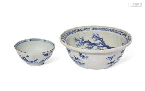 Two Chinese porcelain blue and white bowls
