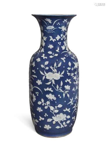 A Chinese porcelain blue-glazed slip-decorated vase