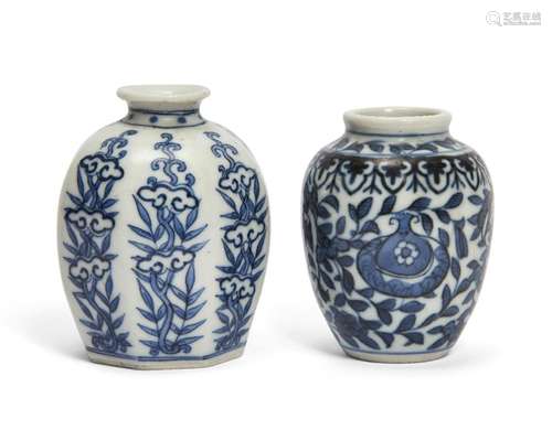 Two Chinese porcelain blue and white small jars