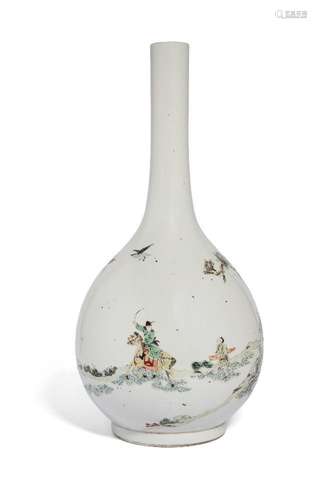 A Chinese porcelain famille verte 'horse and rider' bottle v...