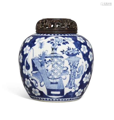 A Chinese porcelain blue and white 'scholar's objects'