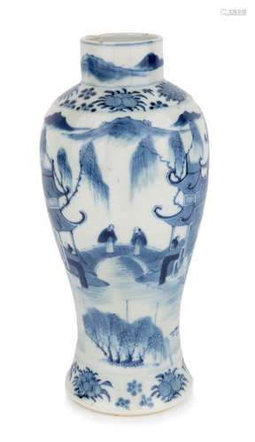 A Chinese porcelain blue and white baluster vase