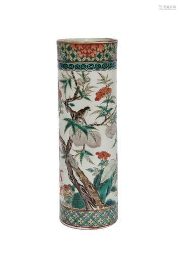 A Chinese porcelain famille verte 'birds and peaches' sleeve...