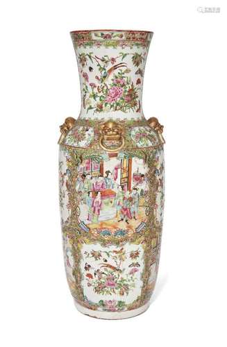 A large Chinese Canton porcelain famille rose vase