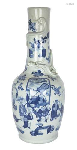 A large Chinese porcelain blue and white bottle vase