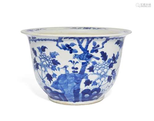 A Chinese porcelain blue and white 'birds and peonies' jardi...