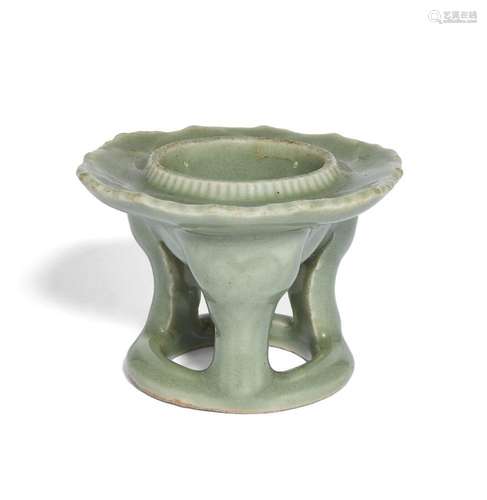 A Chinese porcelain monochrome celadon tripod stand