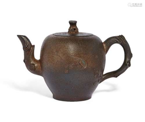 A Chinese Yixing 'bird and prunus' teapot