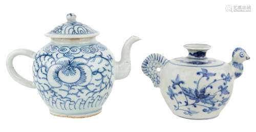 Two Chinese porcelain blue and white teapots