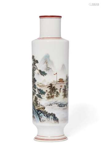 A Chinese porcelain qianjiang-enamelled 'landscape' vase