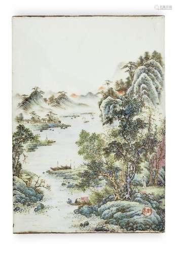 A Chinese porcelain famille rose plaque