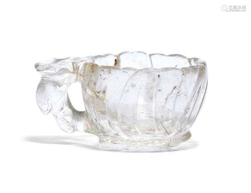 A small Chinese rock crystal cup