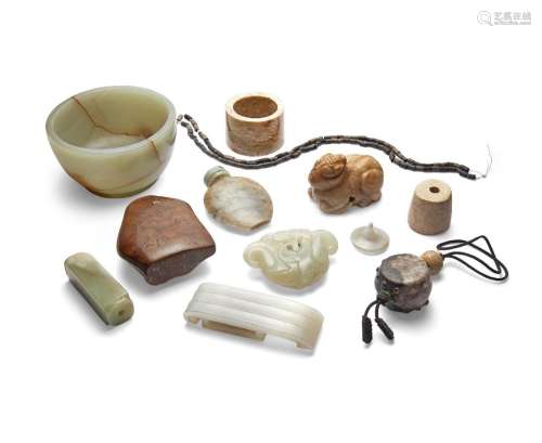 A group of Chinese jade and hardstone objects
