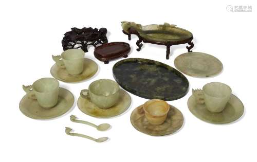 A group of Chinese jadeite and hardstone items