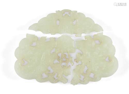 A Chinese white jade 'butterfly' plaque