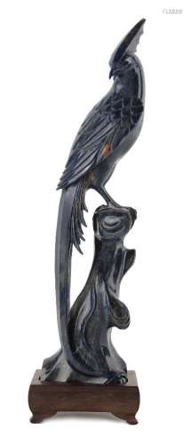 A Chinese lapis lazuli figure of a phoenix