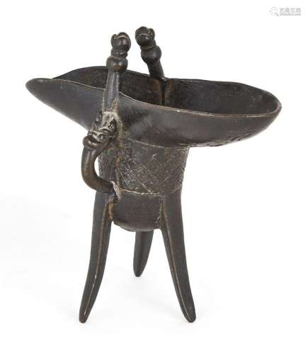 A Chinese bronze archaistic ritual wine vessel