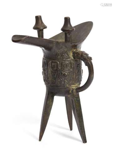 A Chinese bronze archaistic ritual wine vessel