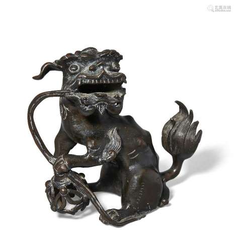 A Chinese bronze figure of a temple lion