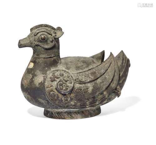 A Chinese bronze archaistic 'duck' vessel