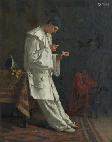 Alexander Mann (British, 1853-1908) The Pierrot 59.5 x 49.5 ...