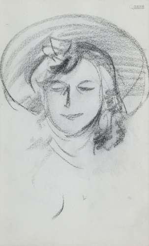 John Duncan Fergusson RBA (British, 1874-1961) Girl with hat...