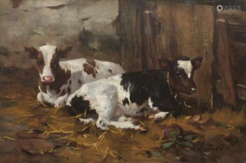 David Gauld RSA (British, 1865-1936) Two calves 50.8 x 76.2 ...