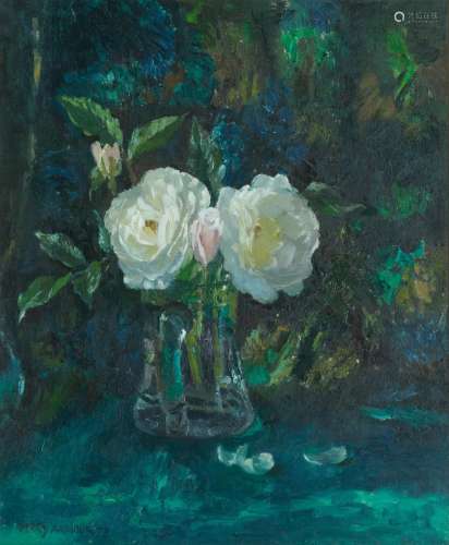 Mary Armour RSA RSW (British, 1902-2000) Two White Roses 64....