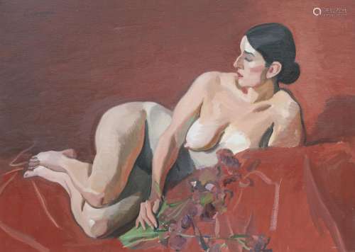 Alexander Goudie (British, 1933-2004) Reclining Nude on Red ...