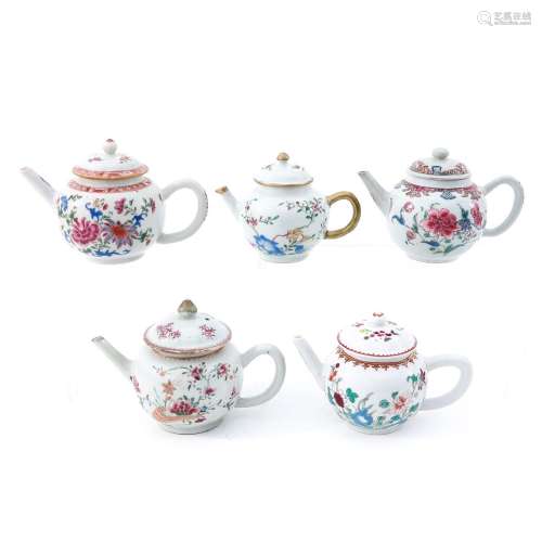 A Collection of 5 Teapots