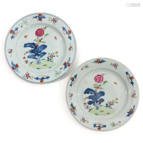 A Pair of Famille Rose Plates