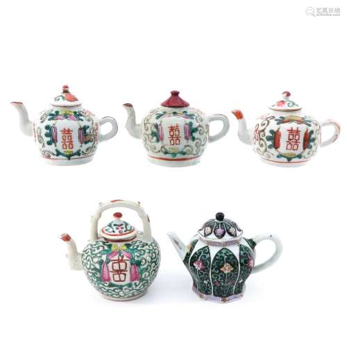 A Collection of 5 Teapots