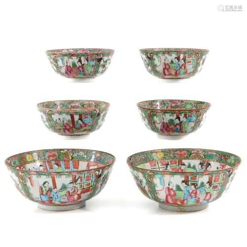 A Collection of 6 Cantonese Bowls