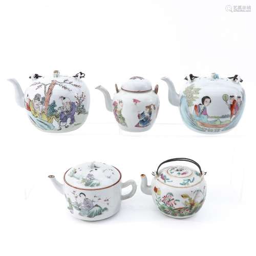 A Collection of 5 Teapots