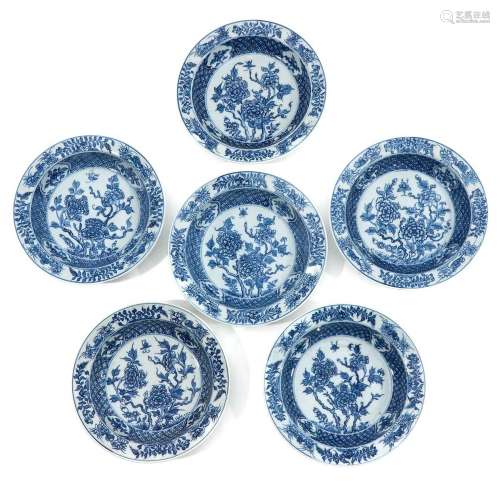 A Series of 6 Blue and White Plates