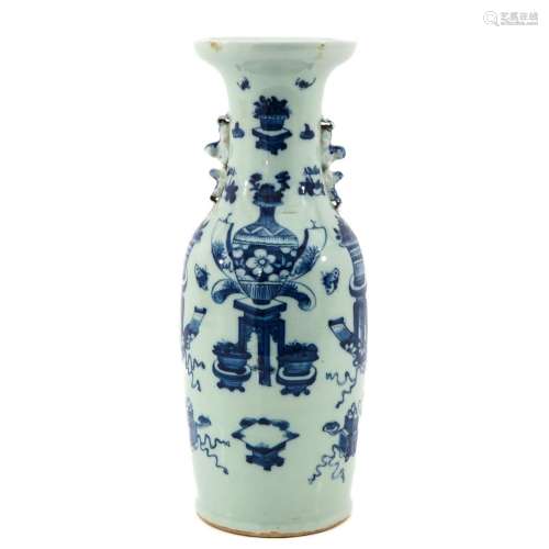 A Celadon and Blue Vase