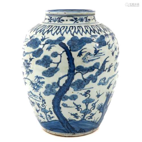 A Large Blue and White Jar