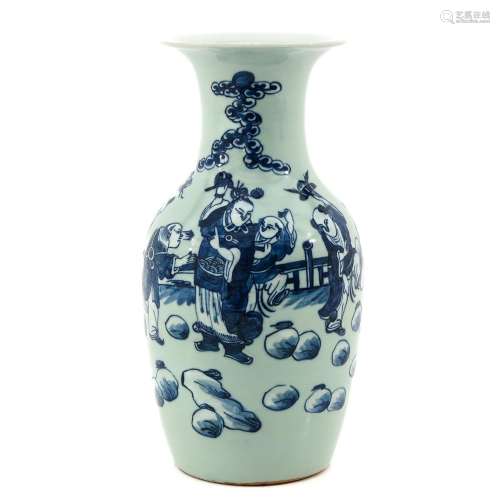 A Celadon and Blue Vase