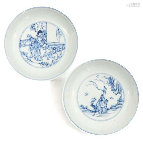 A Lot of 2 Blue and White Plates