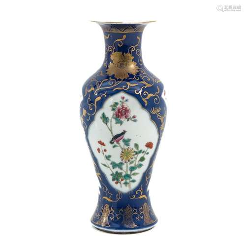 A Powder Blue and Gilt Vase