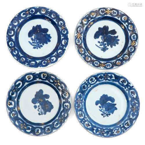 A Series of 4 Blue and White Plates