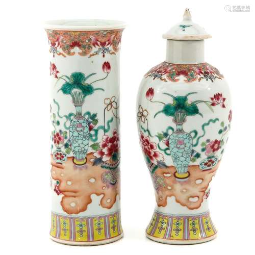 A Lot of 2 Famille Rose Vases