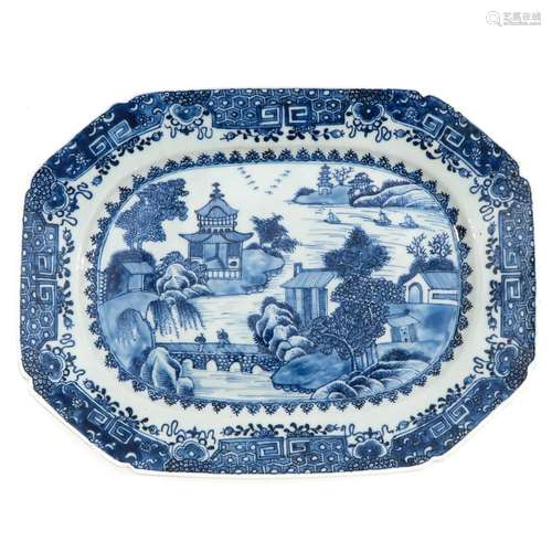 A Blue and White Serving Tray