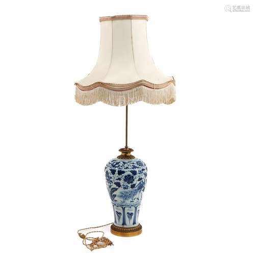 A Blue and White Chinese Lamp