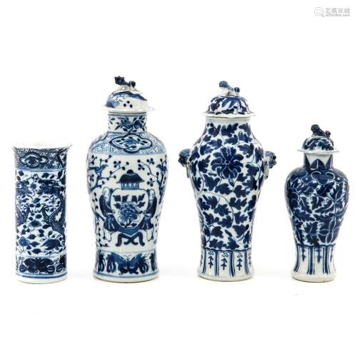 A Collection of 4 Garniture Vases