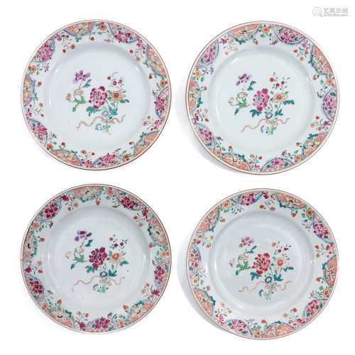 A Series of 4 Famille Rose Plates